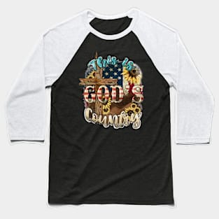 This Is God's USA Country Christian Sunflower American Flag Baseball T-Shirt